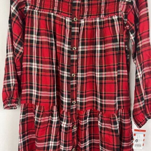 Cat & Jack Girls' Plaid Woven Long Sleeve Dress Size L - Picture 3 of 9